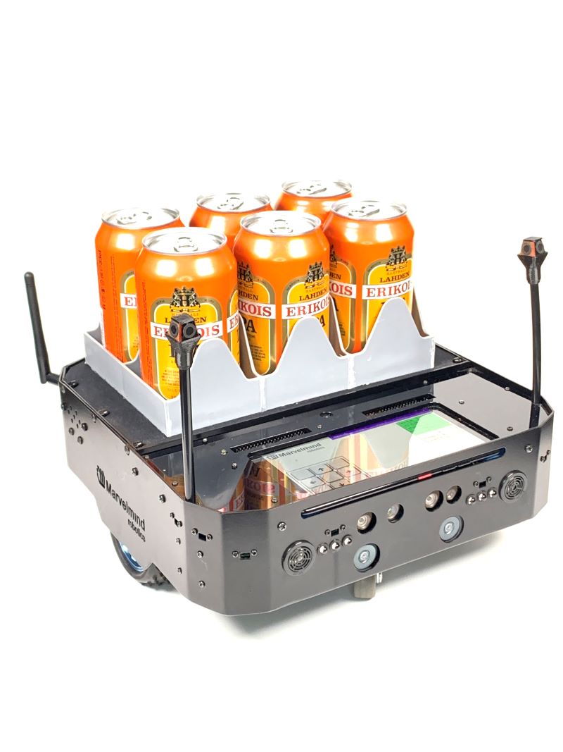 Boxie robot delivering beer